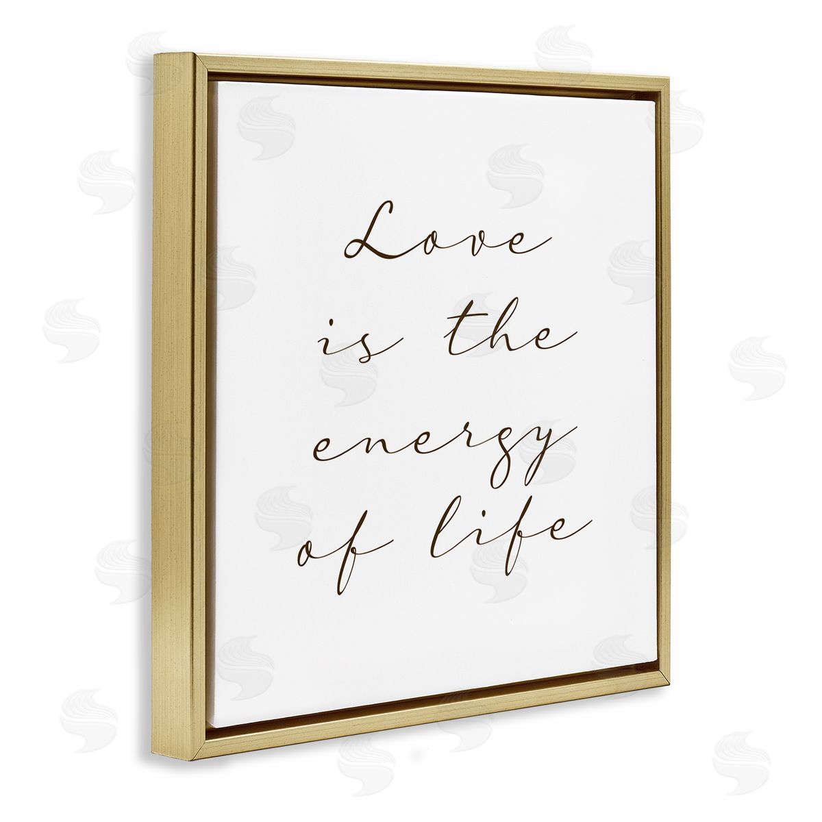Birch & Ink Love Is Energy of Life Phrase Motivational Romantic Gold Floating Frame Canvas Wall Art Print