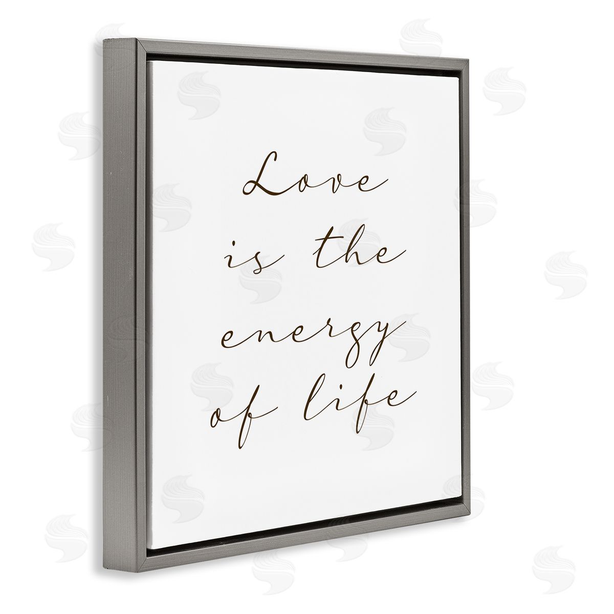 Birch & Ink Love Is Energy of Life Phrase Motivational Romantic Gray Floating Frame Canvas Wall Art Print
