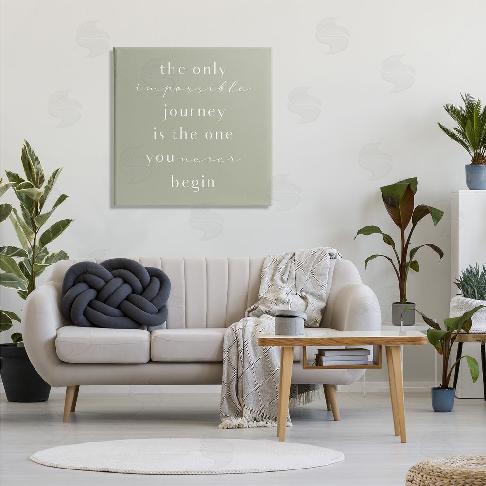 Birch & Ink Impossible Journey Is One You Never Begin Phrase Canvas Wall Art in Room