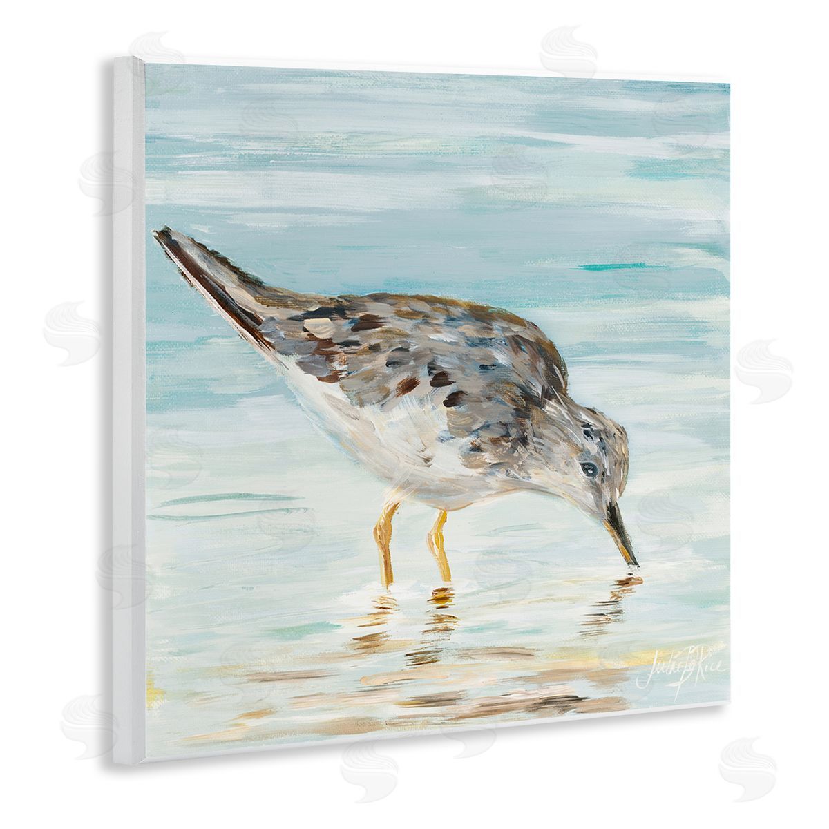 Sandpiper on Shallow Beach Coast Wood Plaque Wall Art, Home Decor by Julie DeRice