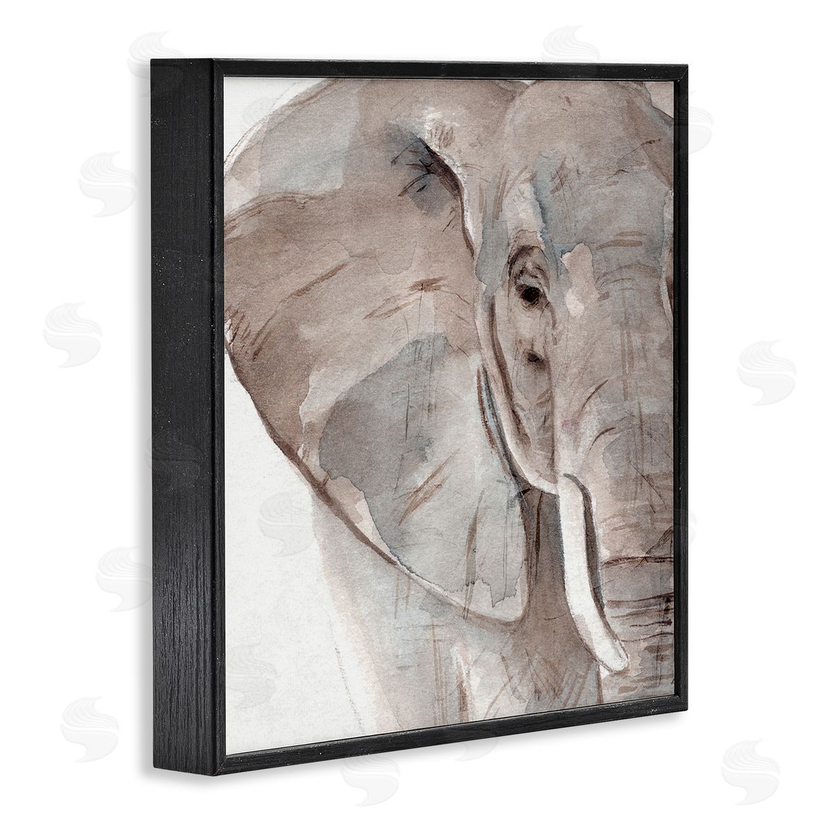 Annie Warren Elephant Ear Animal Portrait Small Husks Grey Wrinkles Black Framed Glicee Wall Art Print