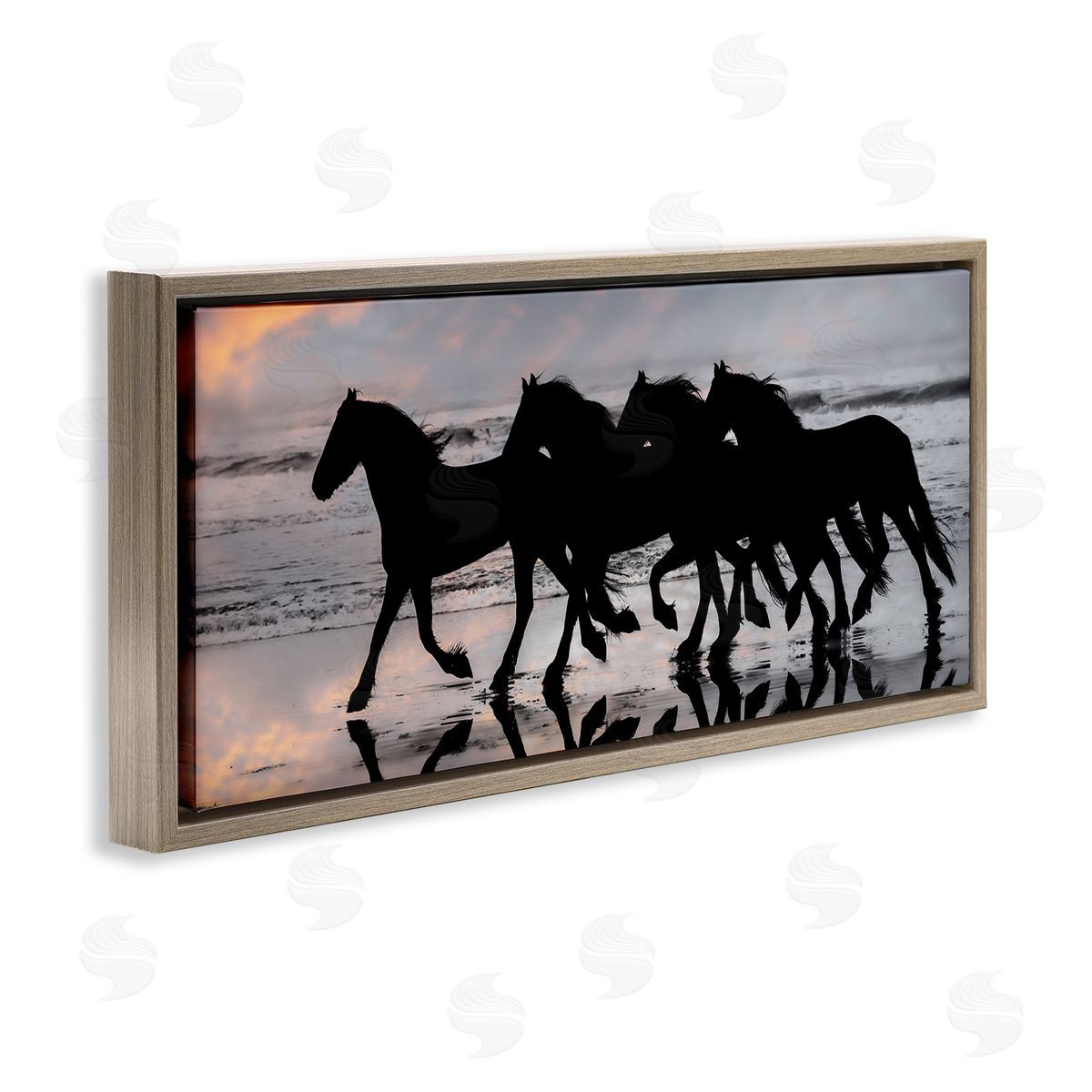 PH Burchett Wild Horses Sunset Beach Silhouettes Galloping Animals