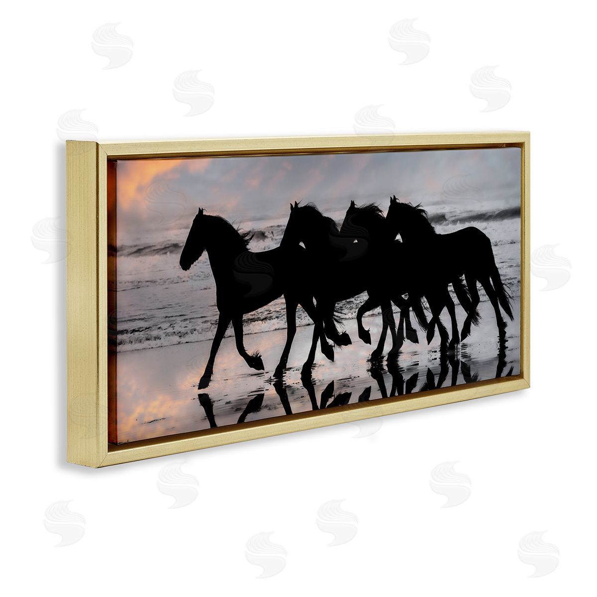 PH Burchett Wild Horses Sunset Beach Silhouettes Galloping Animals