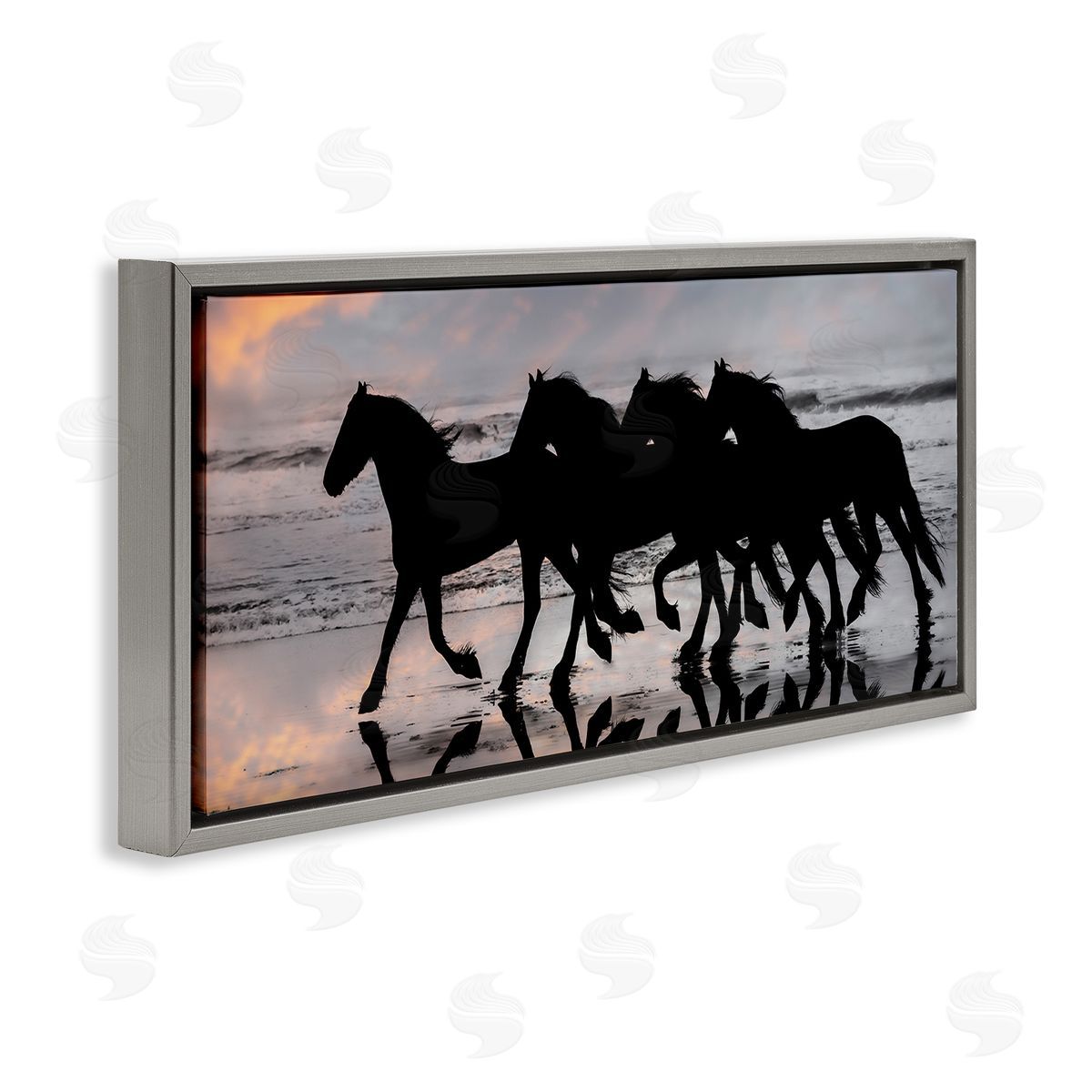 PH Burchett Wild Horses Sunset Beach Silhouettes Galloping Animals