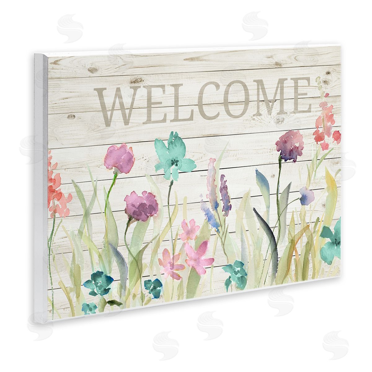 Welcome Sign Spring Wildflowers Wood Plaque Wall Art, Home Decor by Lanie Loreth