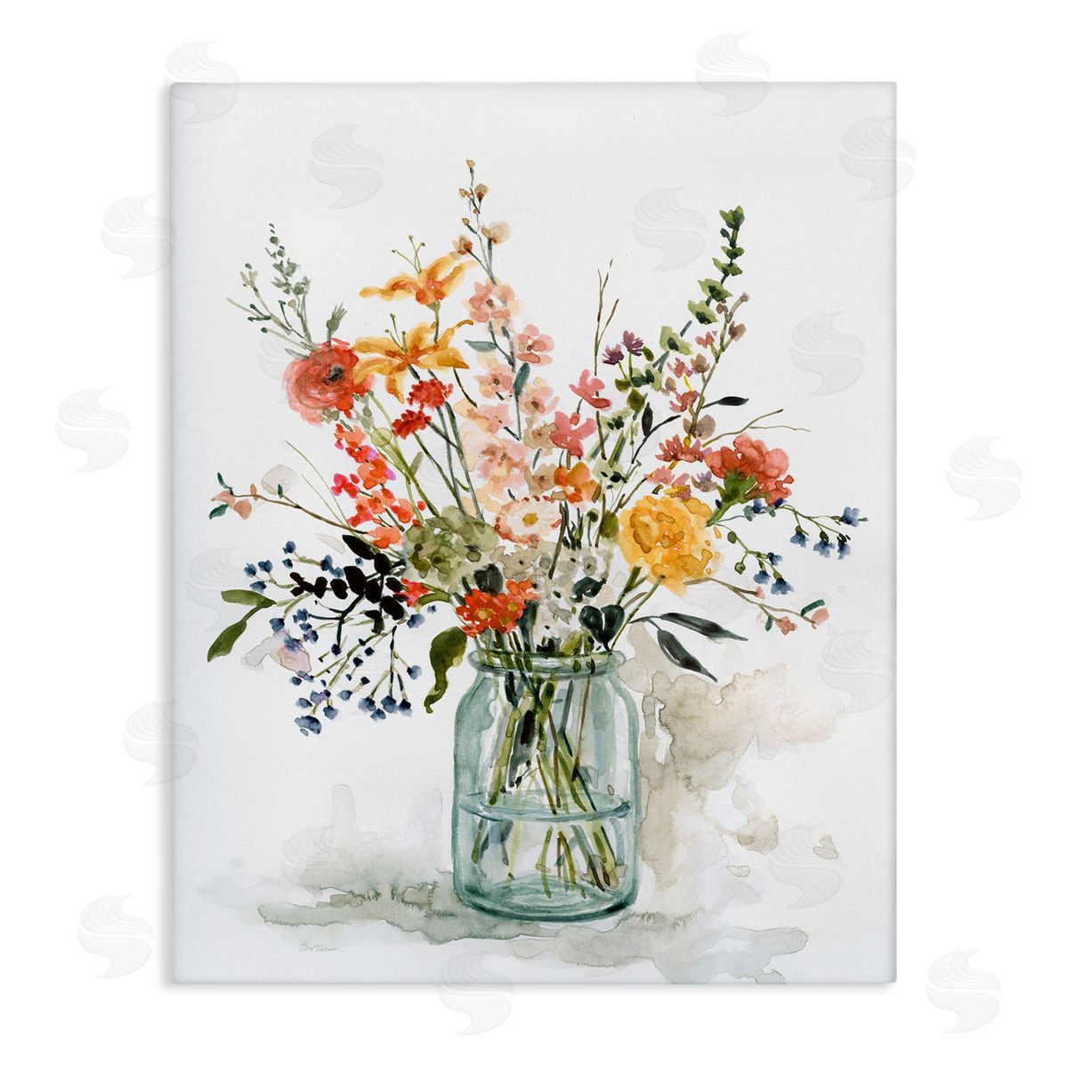 Warm Summer Floral Bouquet Canvas Wall Art, Home Decor by Carol Robinson