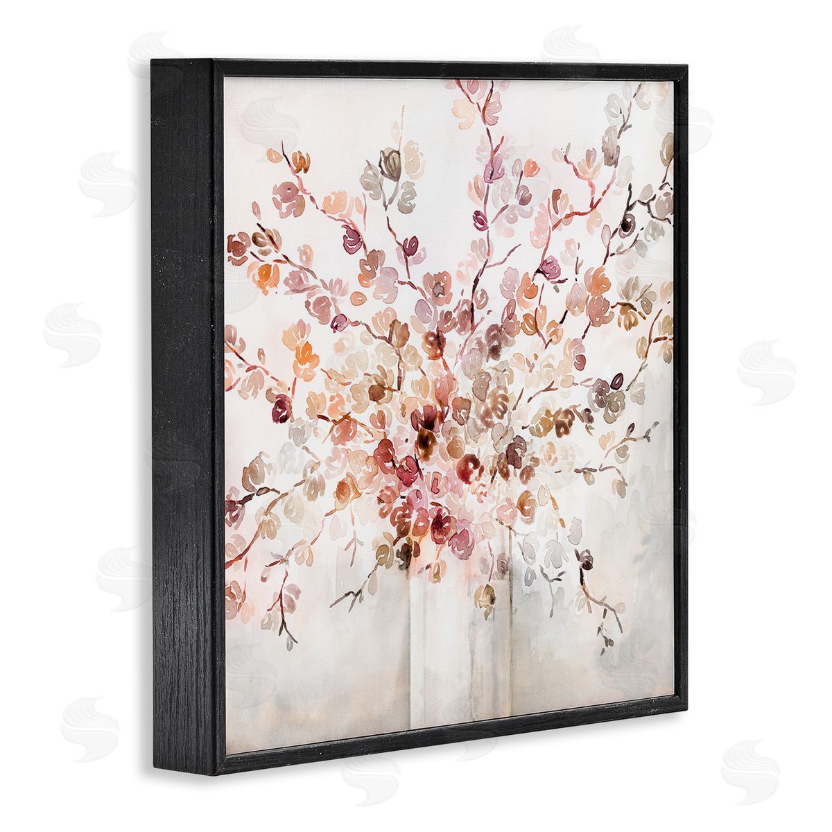 Abstract Warm Floral Vines Black Frame Print Wall Art, Home Decor by Kristen Brockmon