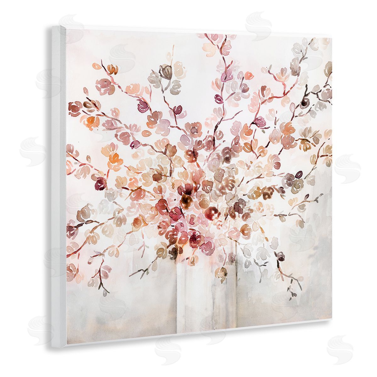 Abstract Warm Floral Vines Wood Plaque Wall Art, Home Decor by Kristen Brockmon