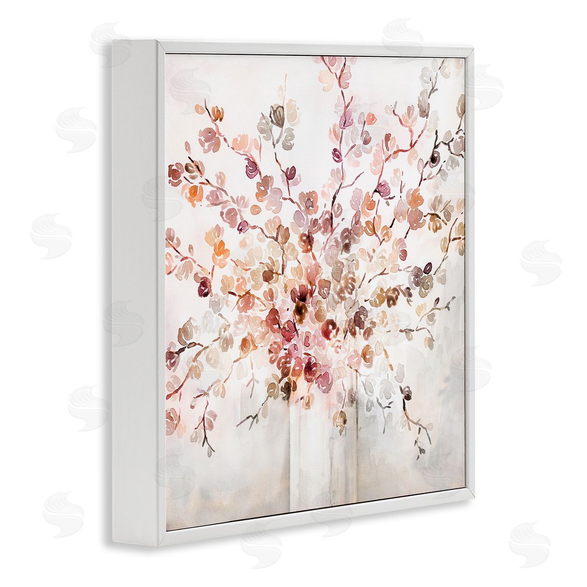 Abstract Warm Floral Vines White Frame Print Wall Art, Home Decor by Kristen Brockmon