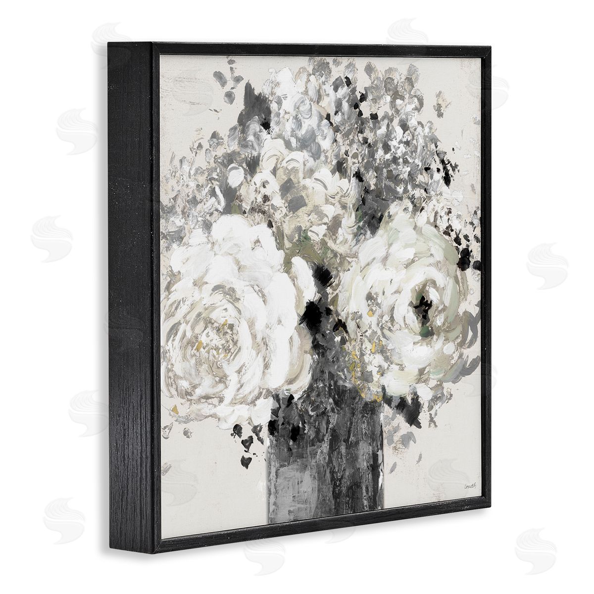 Bold Abstract Floral Arrangement Black Frame Print Wall Art, Home Decor by Lanie Loreth