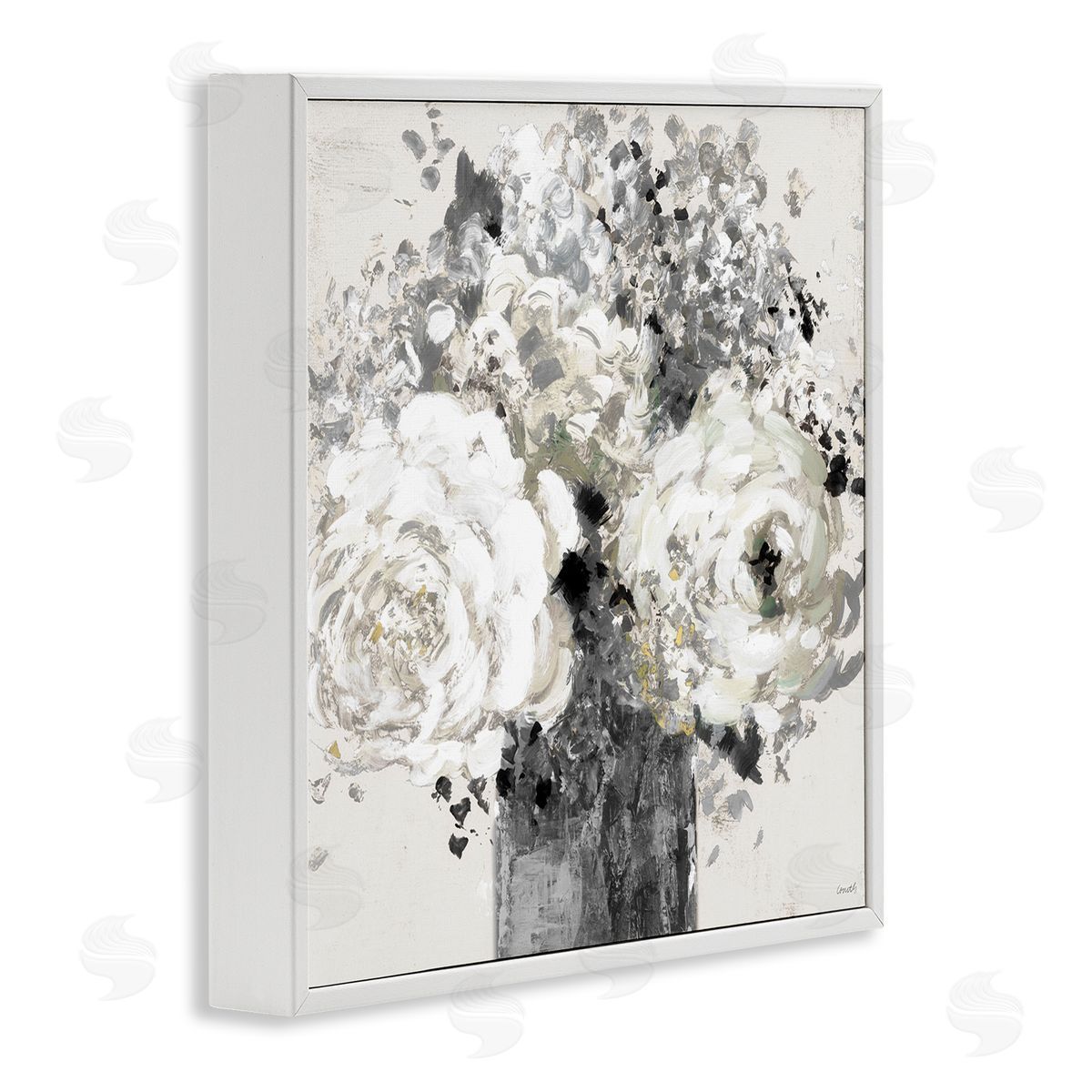 Bold Abstract Floral Arrangement White Frame Print Wall Art, Home Decor by Lanie Loreth