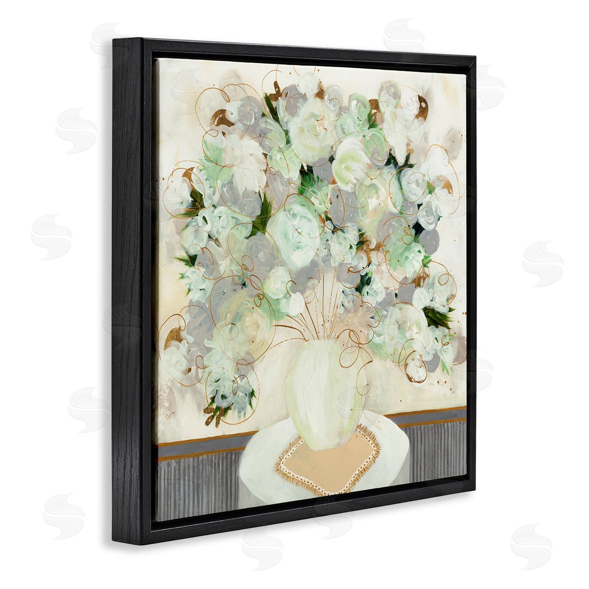 Ruth Fromstein Whimsical Abstract Floral Arrangement Playful Flower Still Life Black Floating Frame Canvas Wall Art Print