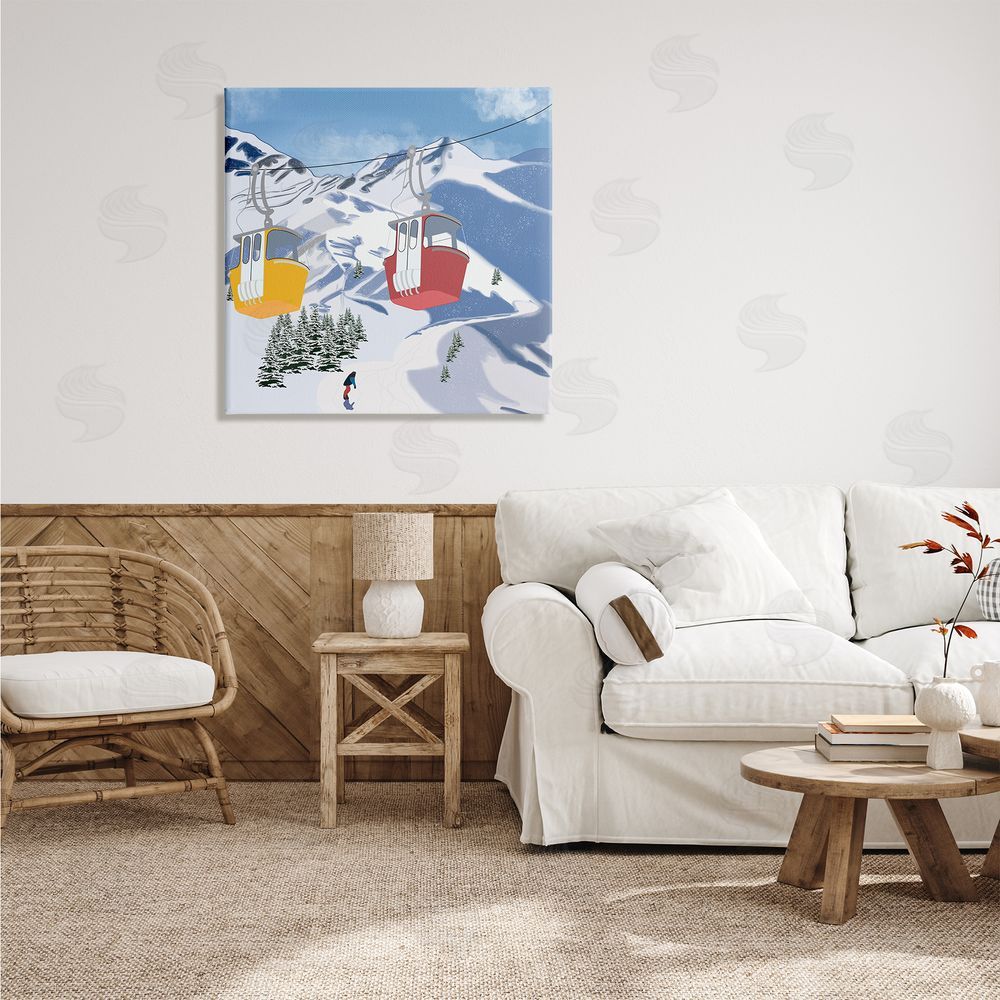 Ashley Singleton Ski Life Shuttle Snowy Mountain Landscape Snowboard Athlete Canvas Wall Art in Room
