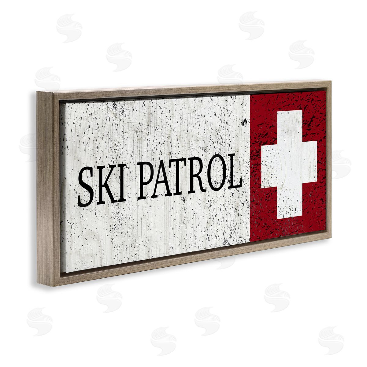 Valerie Wieners Distressed Ski Patrol Sign Rustic Grain Pattern