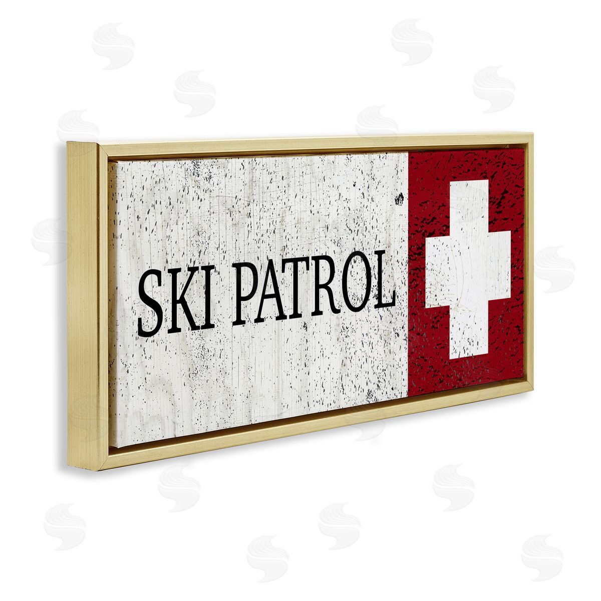 Valerie Wieners Distressed Ski Patrol Sign Rustic Grain Pattern