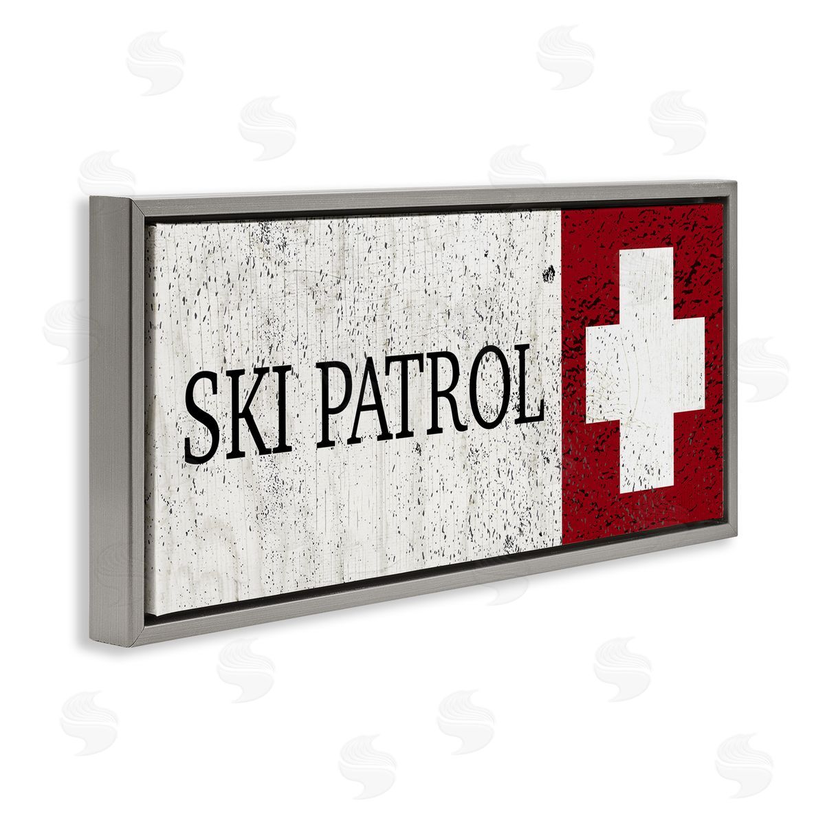 Valerie Wieners Distressed Ski Patrol Sign Rustic Grain Pattern