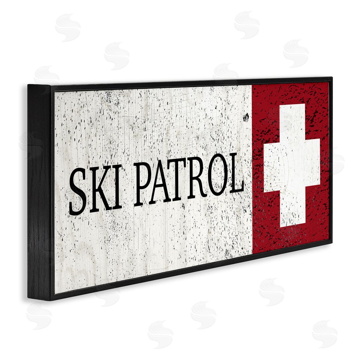 Valerie Wieners Distressed Ski Patrol Sign Rustic Grain Pattern