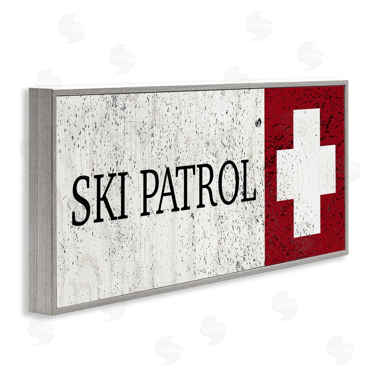 Valerie Wieners Distressed Ski Patrol Sign Rustic Grain Pattern