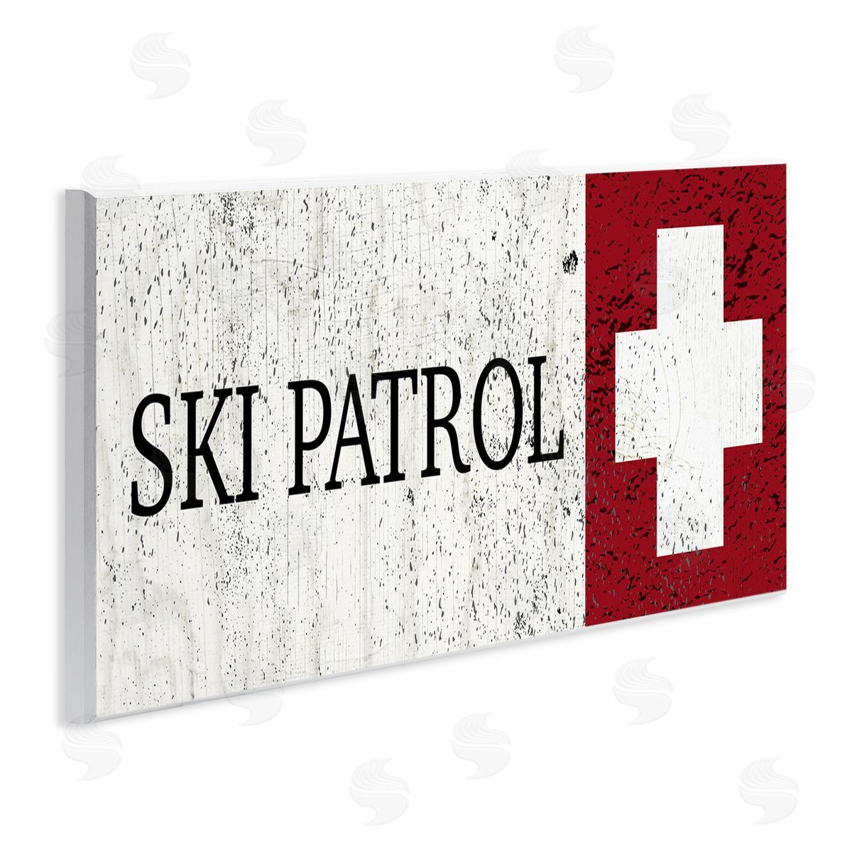 Valerie Wieners Distressed Ski Patrol Sign Rustic Grain Pattern