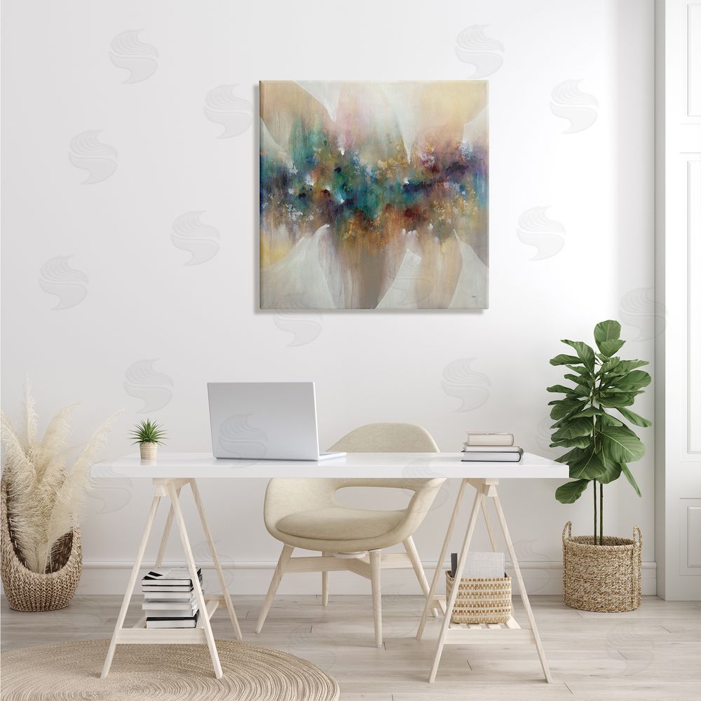 K. Nari Abstract Expressive Painting Modern Blue Green Purple Tones Canvas Wall Art in Room