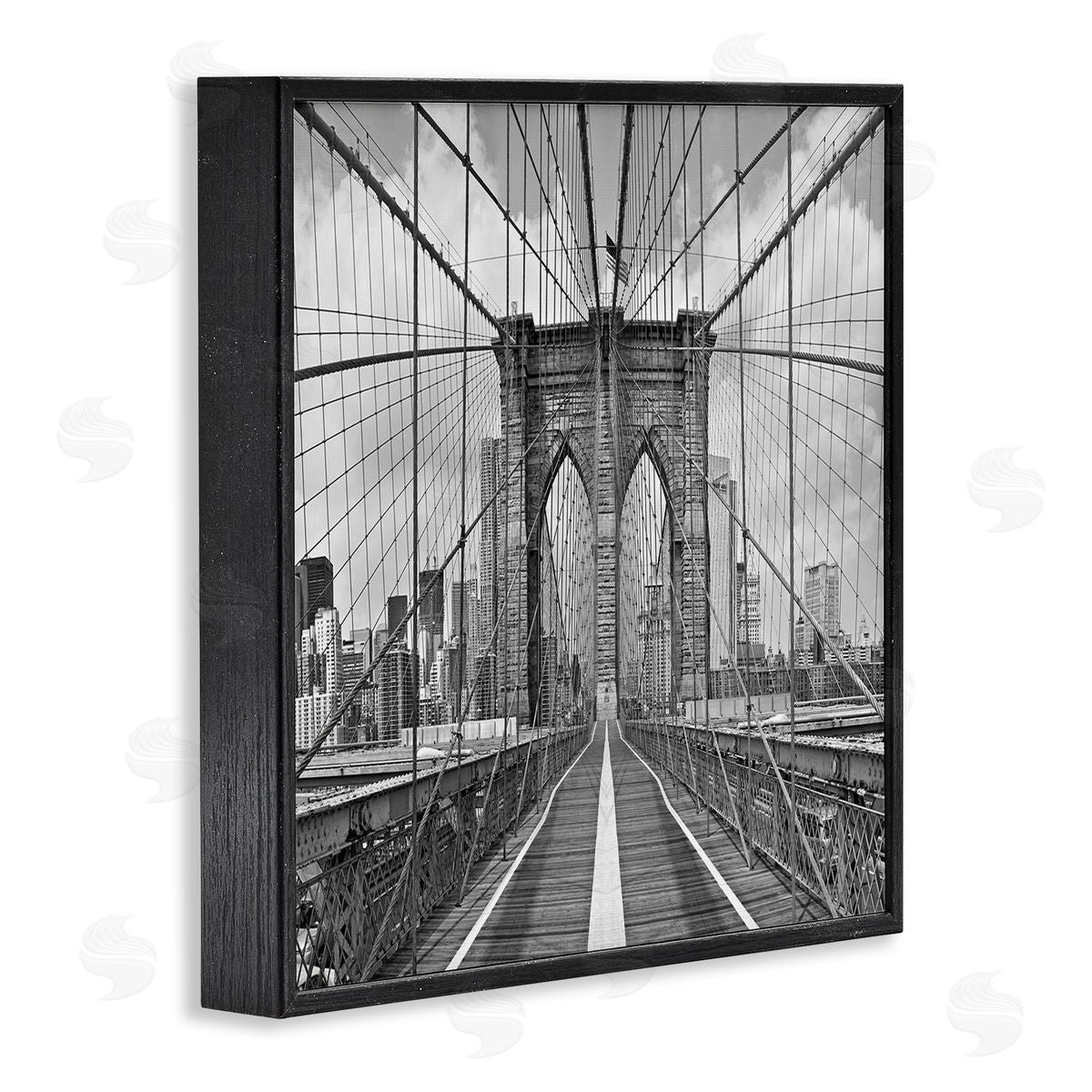 Shelley Lake Brooklyn Bridge Black White Industrial Landscape City Architecture Black Framed Glicee Wall Art Print