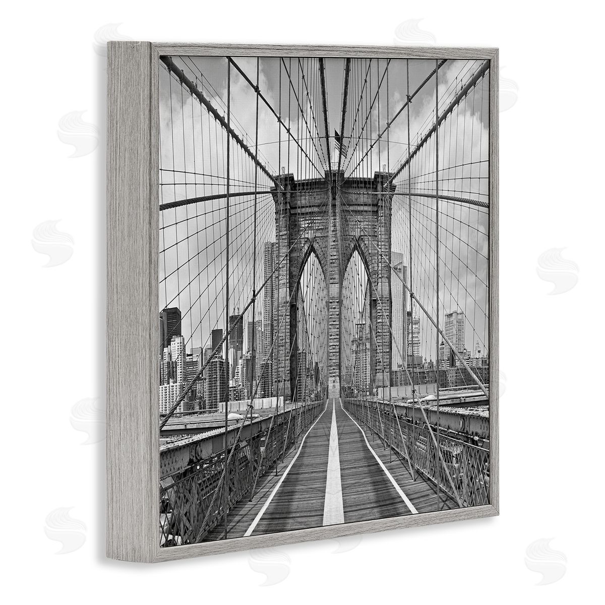 Shelley Lake Brooklyn Bridge Black White Industrial Landscape City Architecture Gray Framed Glicee Wall Art Print