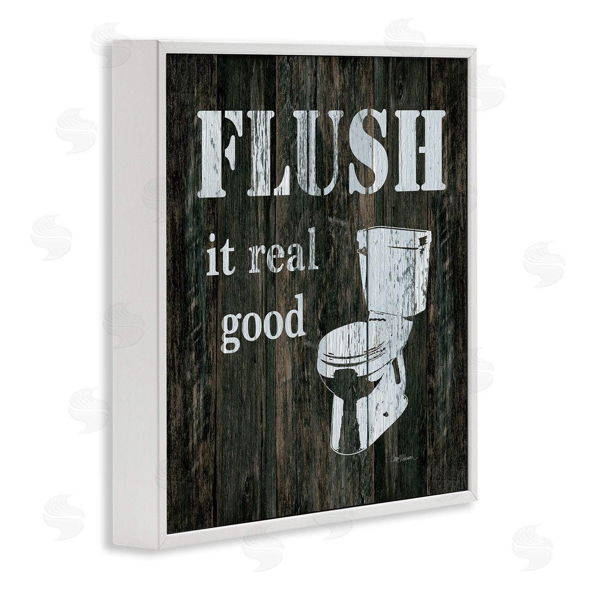 Carol Robinson Flush It Real Good Phrase Vintage Rustic Toilet White Framed Glicee Wall Art Print