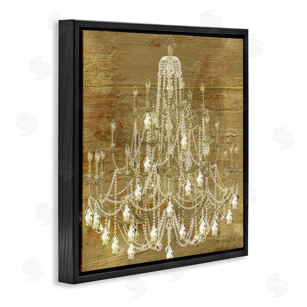 Vintage Glam Crystal Chandelier Black Floating Frame Canvas Wall Art, Home Decor by Sophie 6