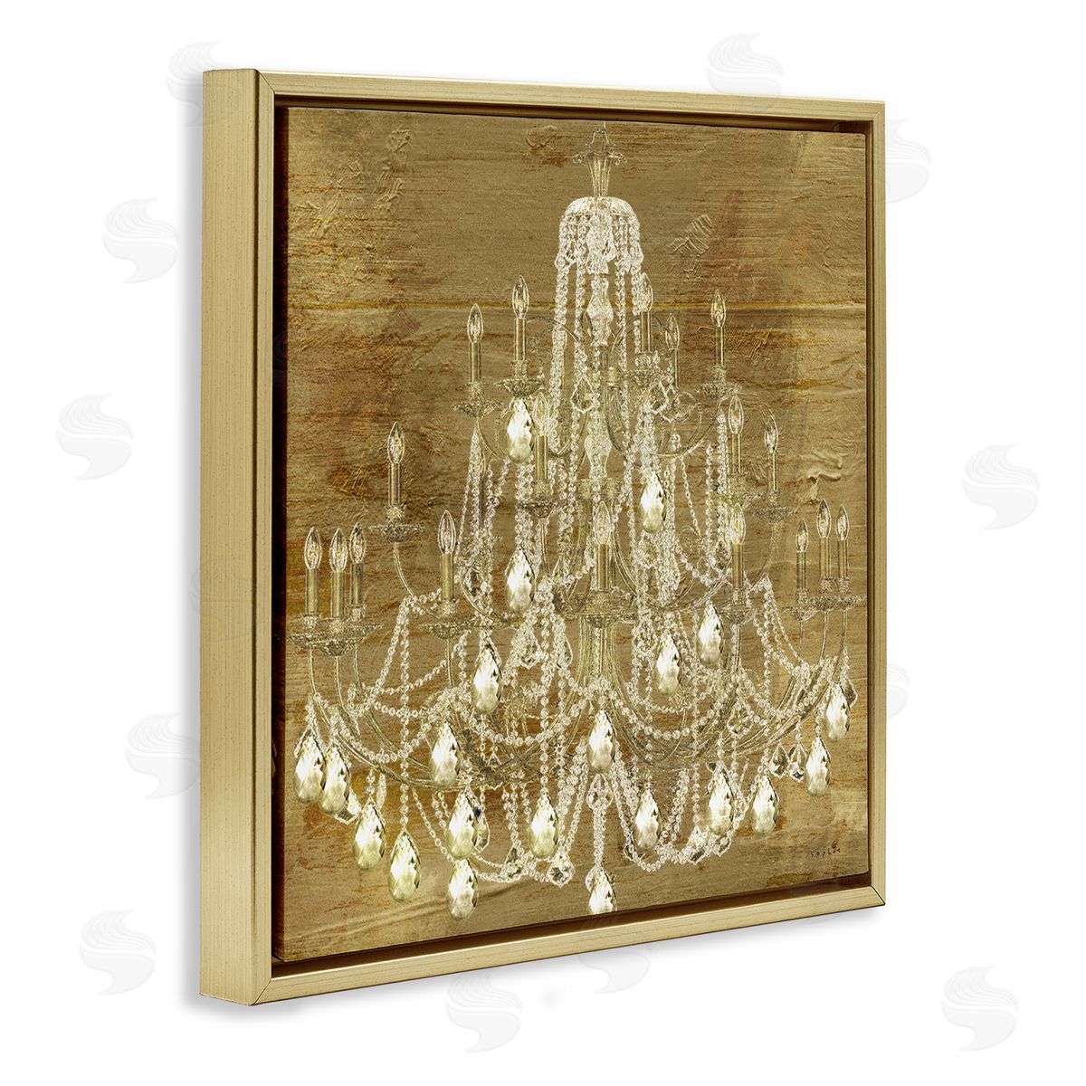 Vintage Glam Crystal Chandelier Gold Floating Frame Canvas Wall Art, Home Decor by Sophie 6