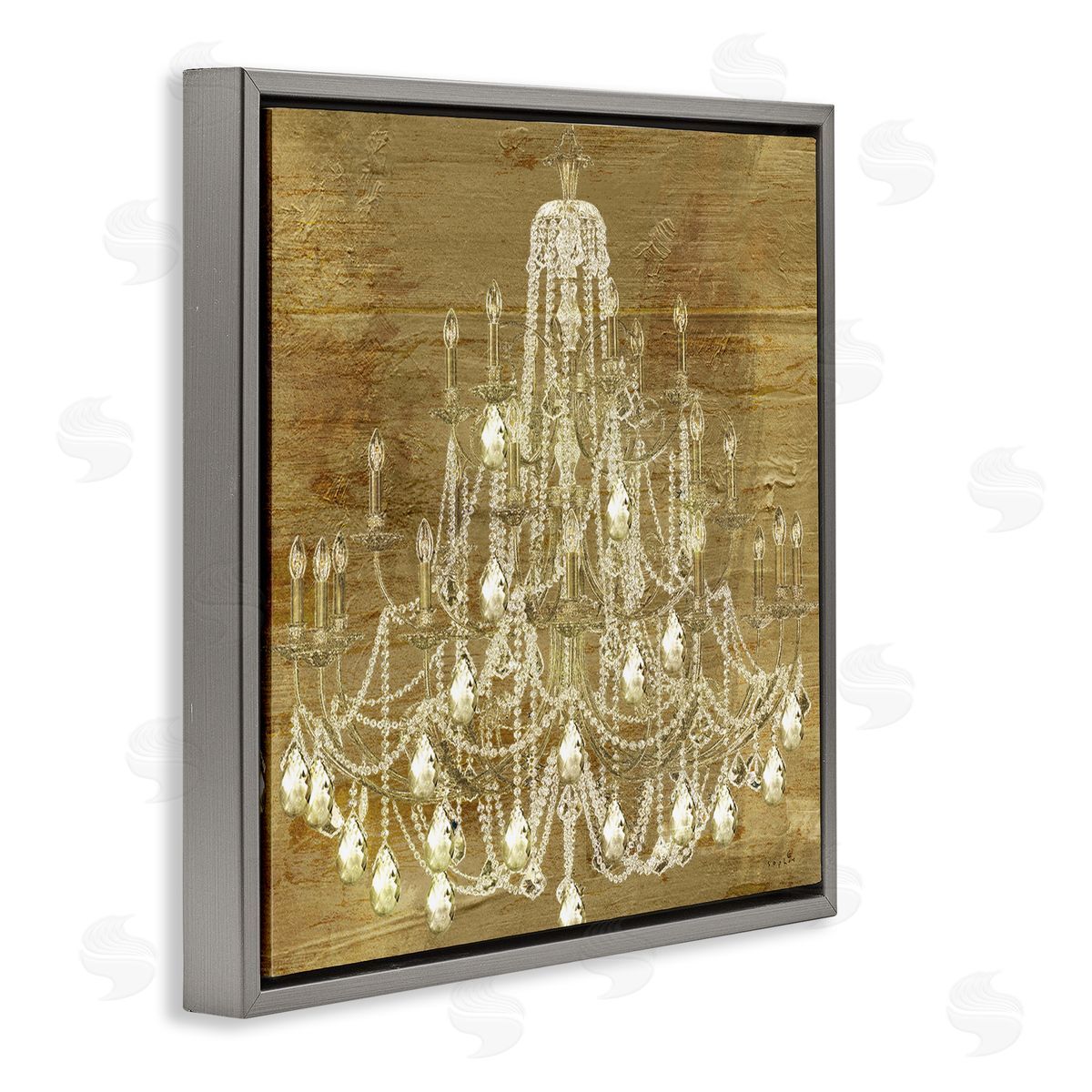Vintage Glam Crystal Chandelier Grey Floating Frame Canvas Wall Art, Home Decor by Sophie 6