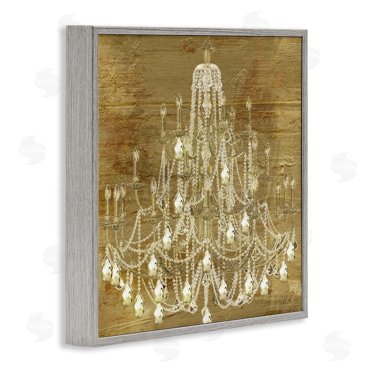 Vintage Glam Crystal Chandelier Grey Frame Print Wall Art, Home Decor by Sophie 6