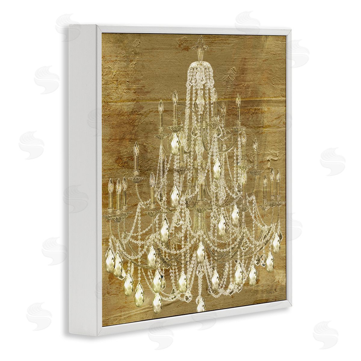 Vintage Glam Crystal Chandelier White Frame Print Wall Art, Home Decor by Sophie 6