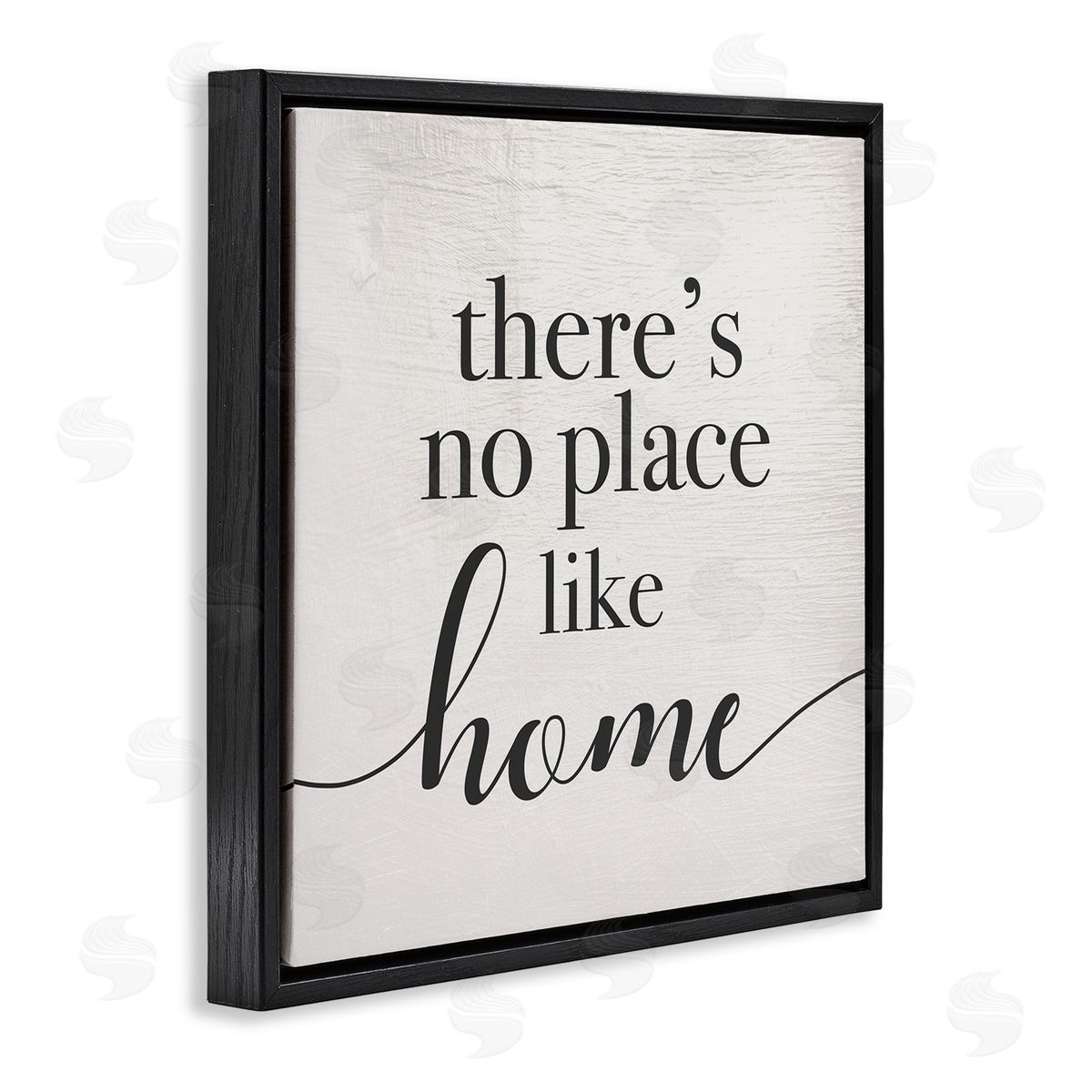 Stupell Studio No Place Like Home Phrase Rustic Farmhouse Pattern Black Floating Frame Canvas Wall Art Print
