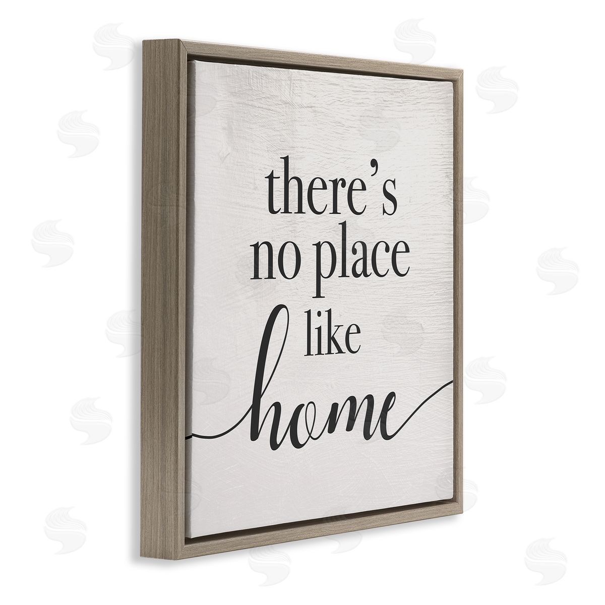 Stupell Studio No Place Like Home Phrase Rustic Farmhouse Pattern Brown Floating Frame Canvas Wall Art Print