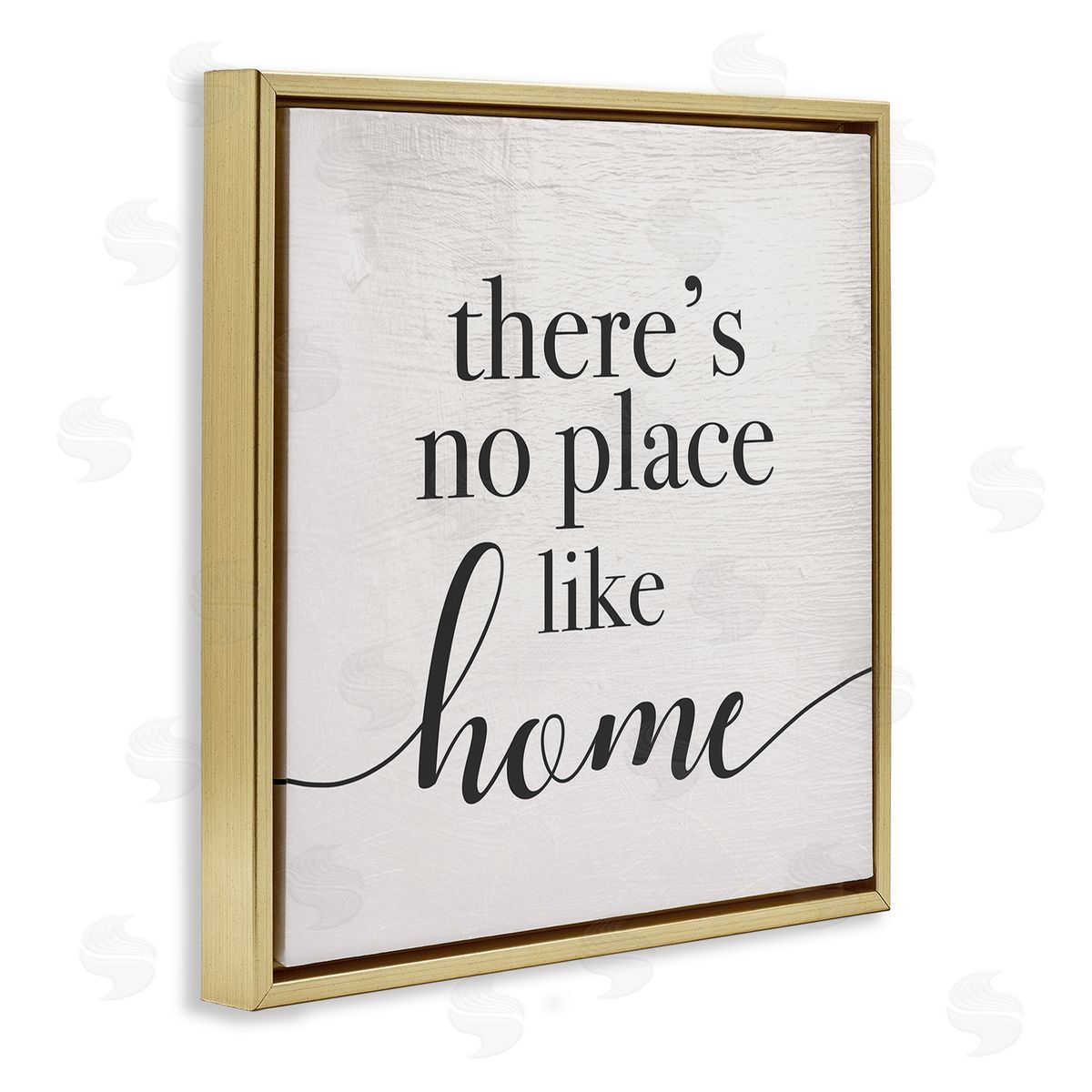 Stupell Studio No Place Like Home Phrase Rustic Farmhouse Pattern Gold Floating Frame Canvas Wall Art Print