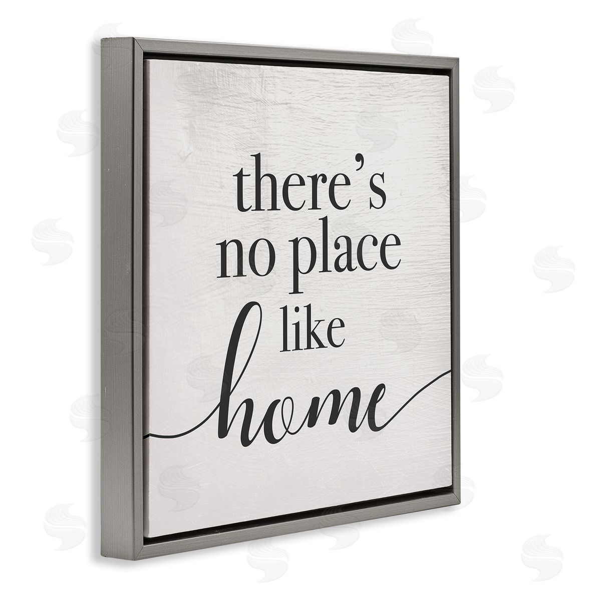Stupell Studio No Place Like Home Phrase Rustic Farmhouse Pattern Gray Floating Frame Canvas Wall Art Print
