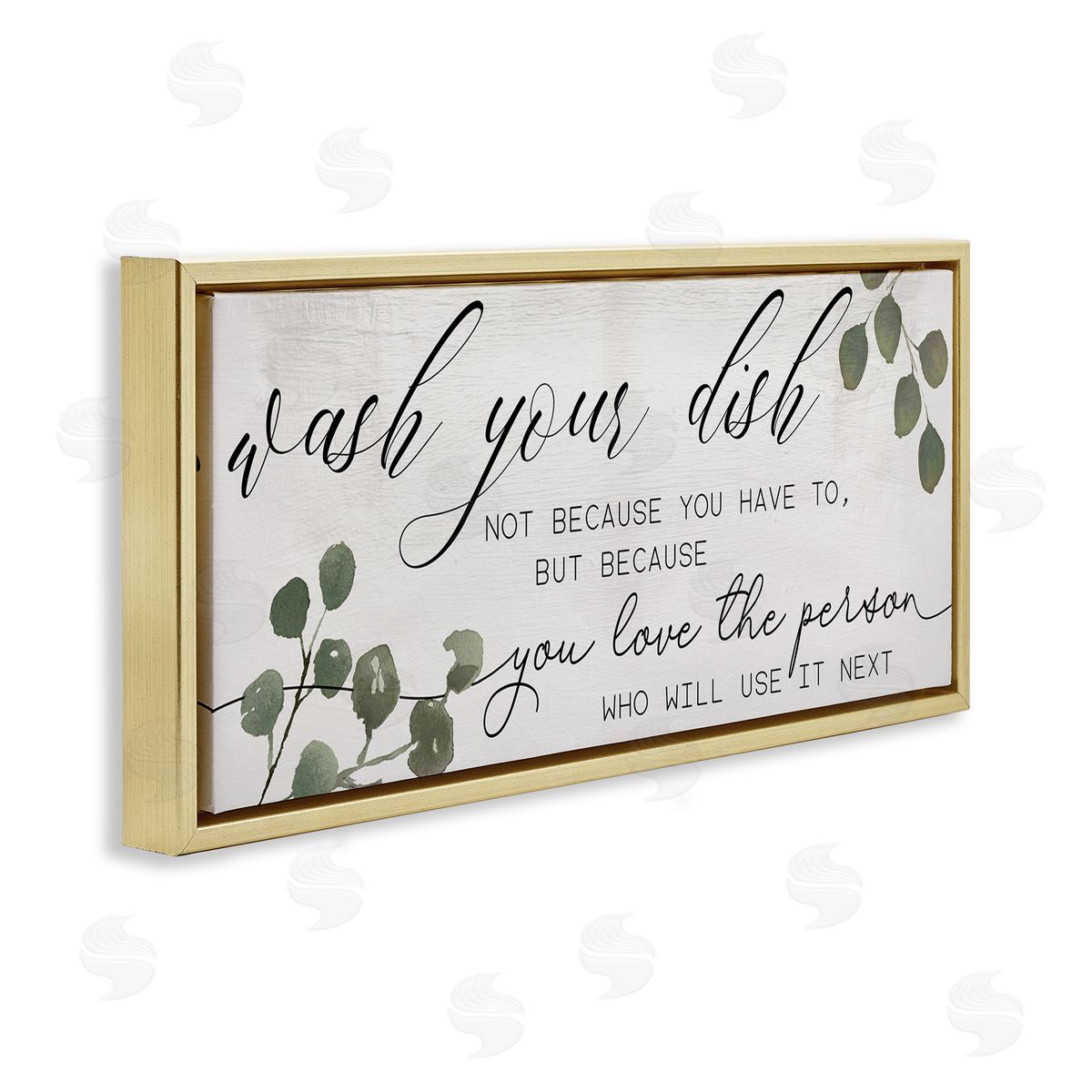 Stupell Studio Wash Your Dish Motivational Kitchen Phrase Green Plants