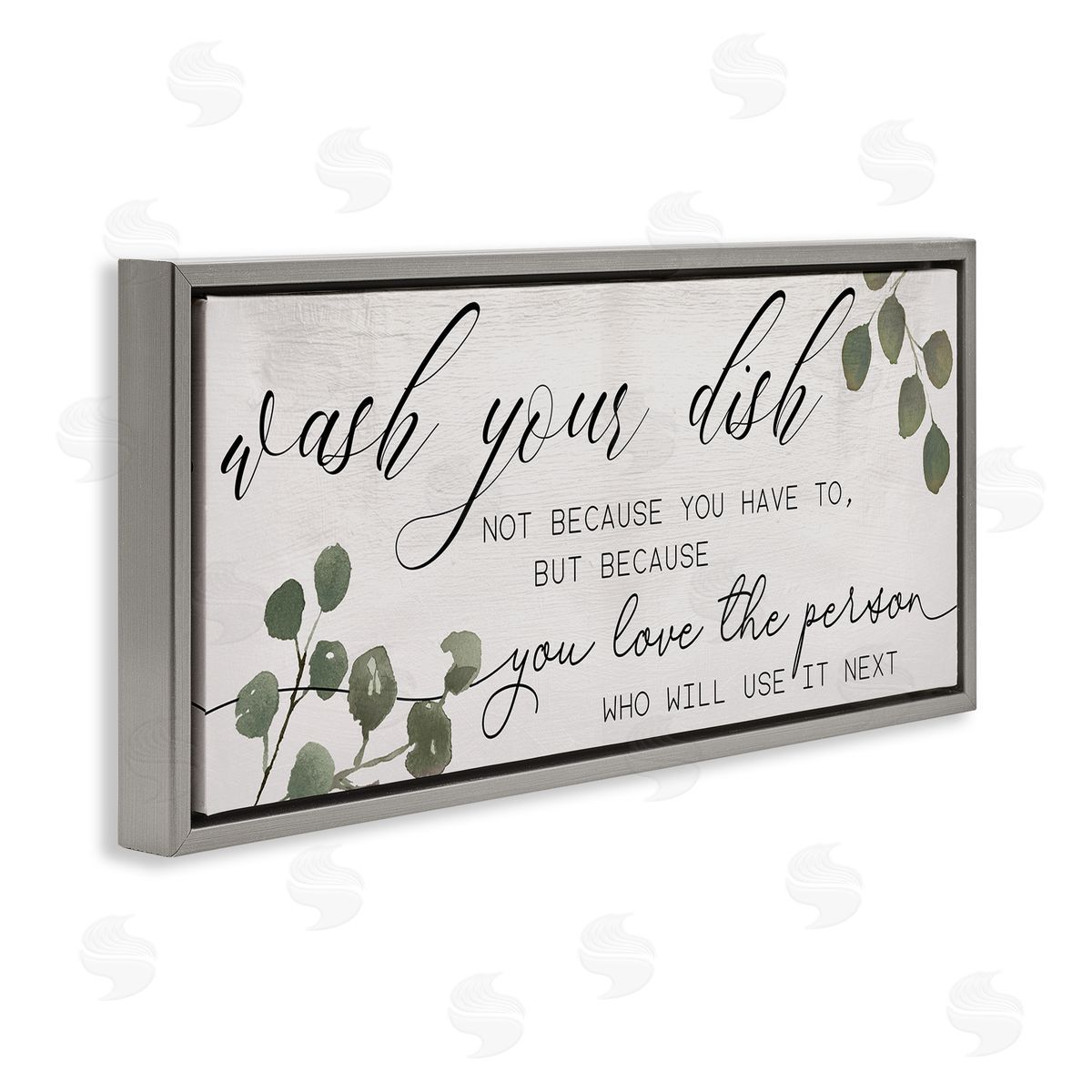 Stupell Studio Wash Your Dish Motivational Kitchen Phrase Green Plants