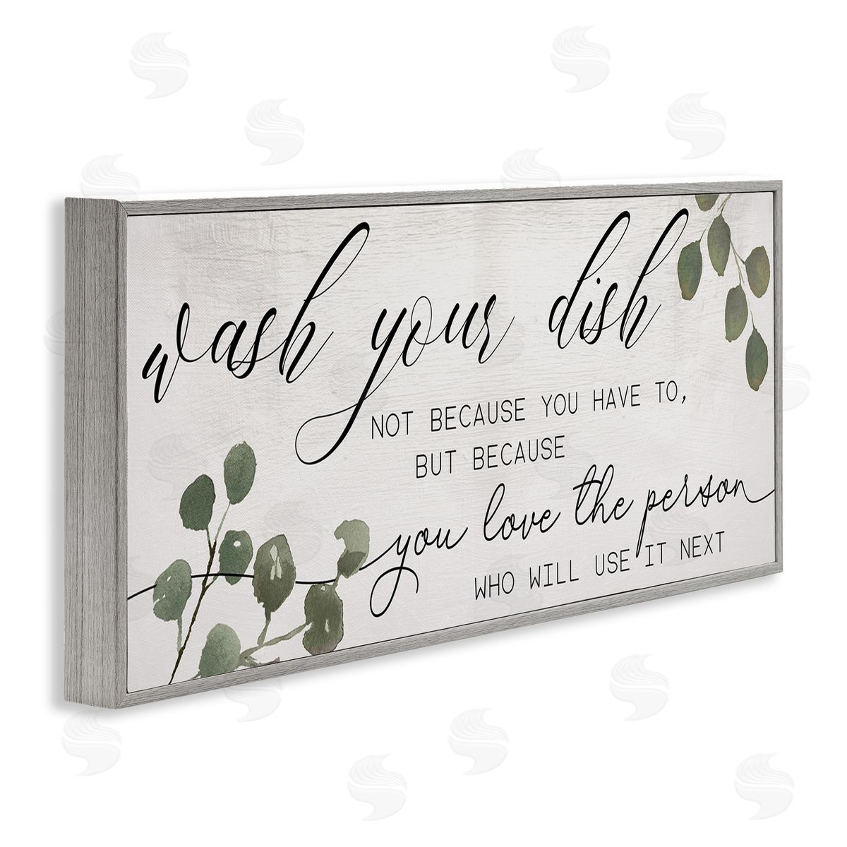 Stupell Studio Wash Your Dish Motivational Kitchen Phrase Green Plants