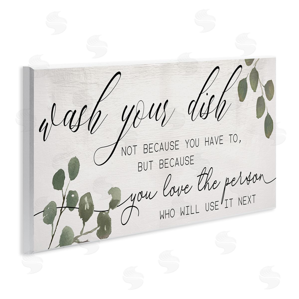 Stupell Studio Wash Your Dish Motivational Kitchen Phrase Green Plants