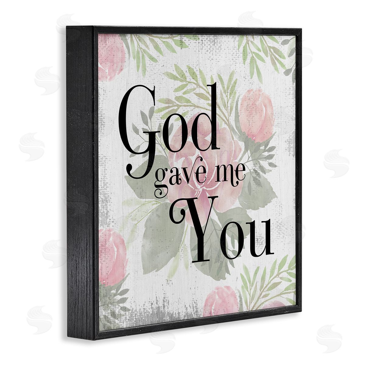 Stupell Studio God Gave Me You Phrase Pink Rose Florals Black Framed Glicee Wall Art Print