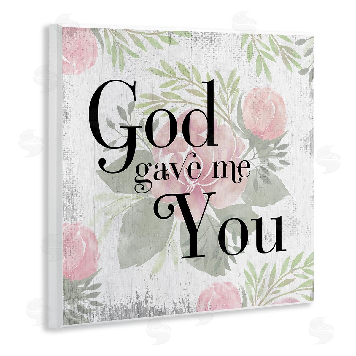 Stupell Studio God Gave Me You Phrase Pink Rose Florals Wooden Wall Plaque Art Print