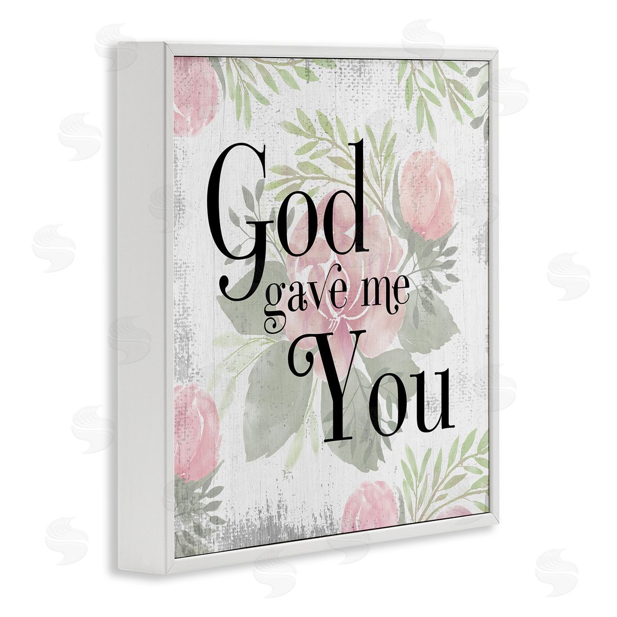 Stupell Studio God Gave Me You Phrase Pink Rose Florals White Framed Glicee Wall Art Print