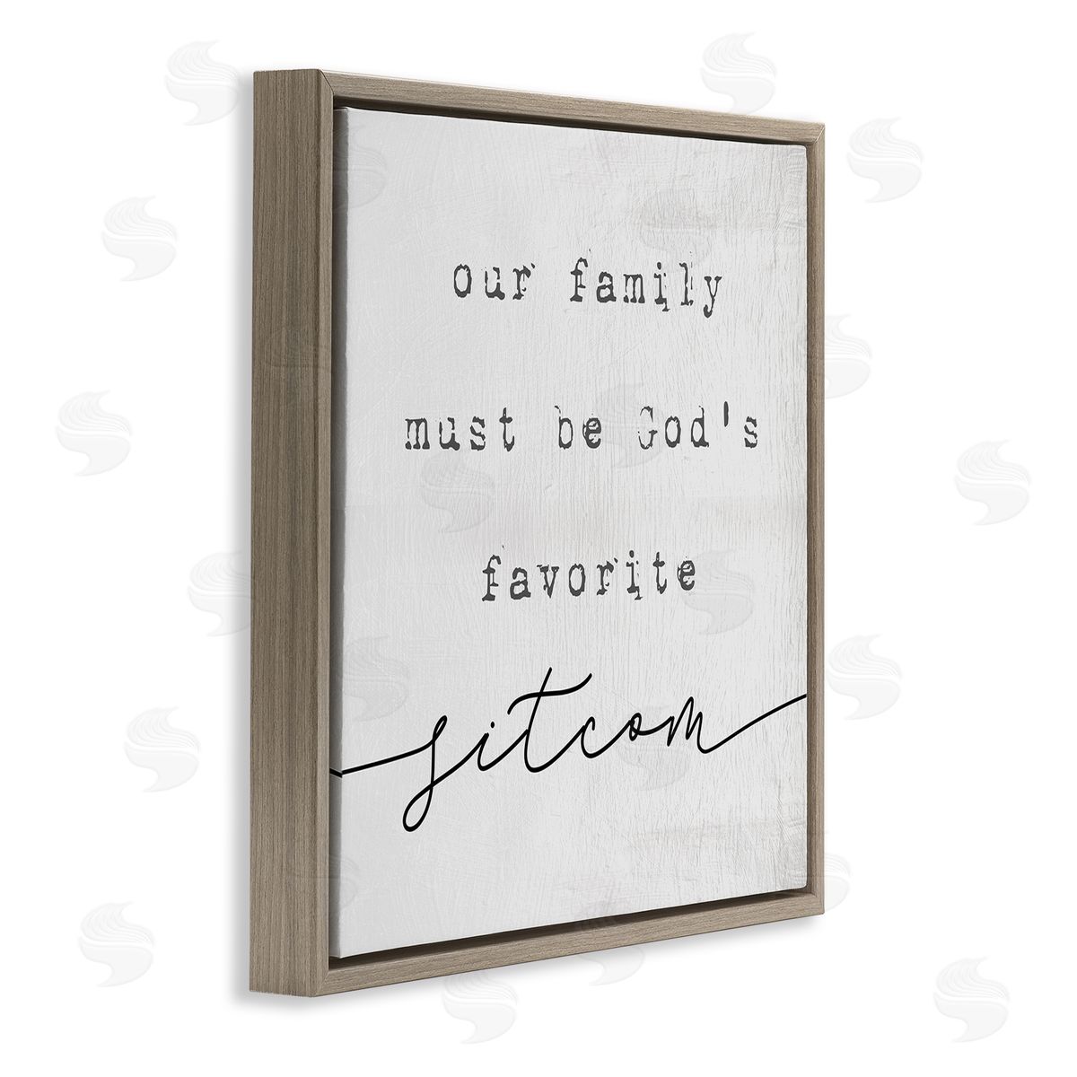 Stupell Studio God's Favorite Sitcom Phrase Family Motivational Humor Brown Floating Frame Canvas Wall Art Print