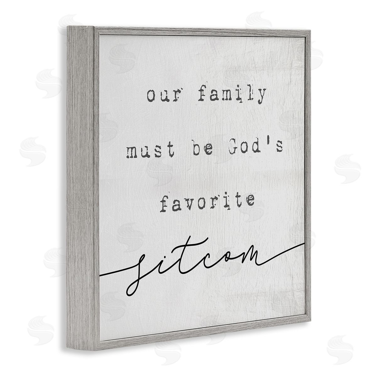 Stupell Studio God's Favorite Sitcom Phrase Family Motivational Humor Gray Framed Glicee Wall Art Print