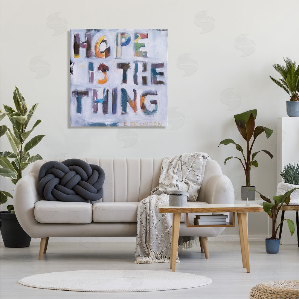 Susanne Marie Hope Is the Thing Motivational Dickinson Phrase Abstract Canvas Wall Art in Room