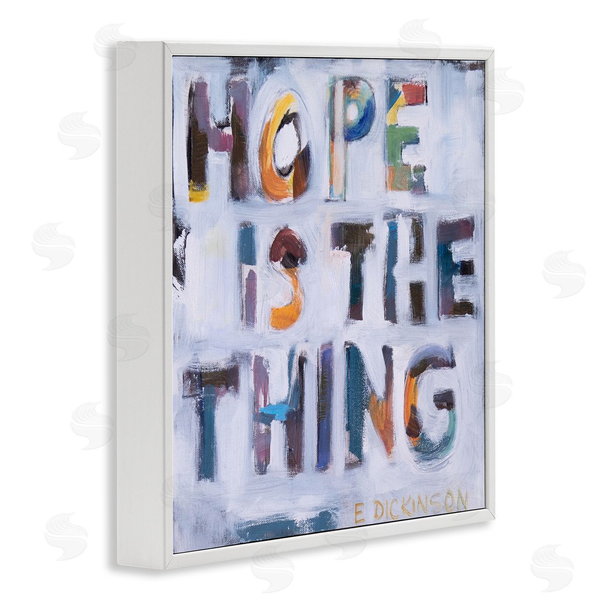Susanne Marie Hope Is the Thing Motivational Dickinson Phrase Abstract White Framed Glicee Wall Art Print
