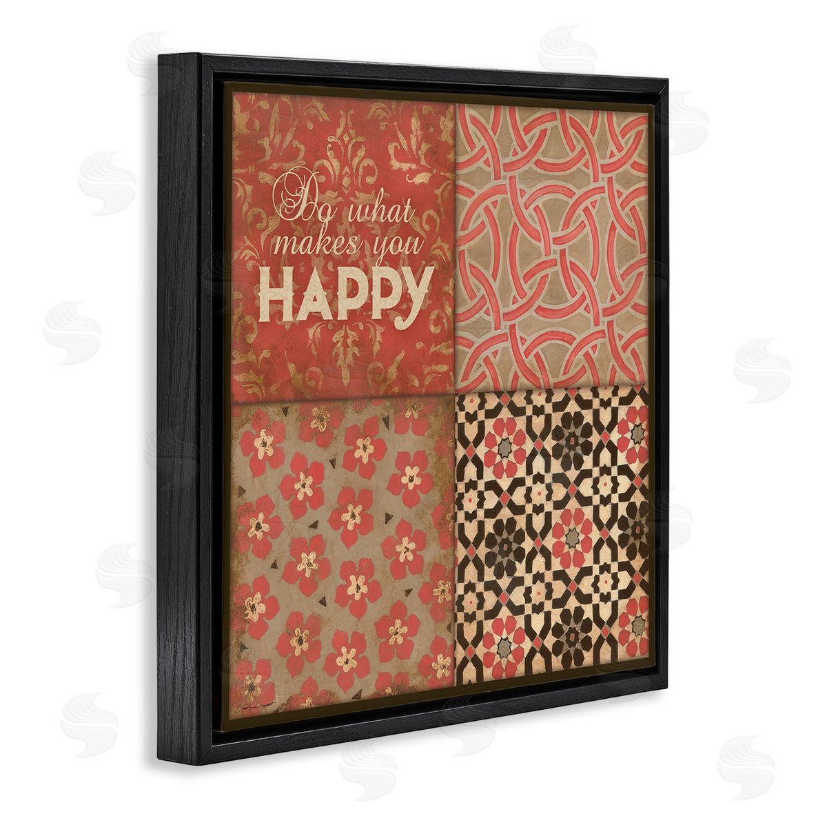 Stephanie Workman Marrott Do What Makes You Happy Vintage Red Patterns Black Floating Frame Canvas Wall Art Print