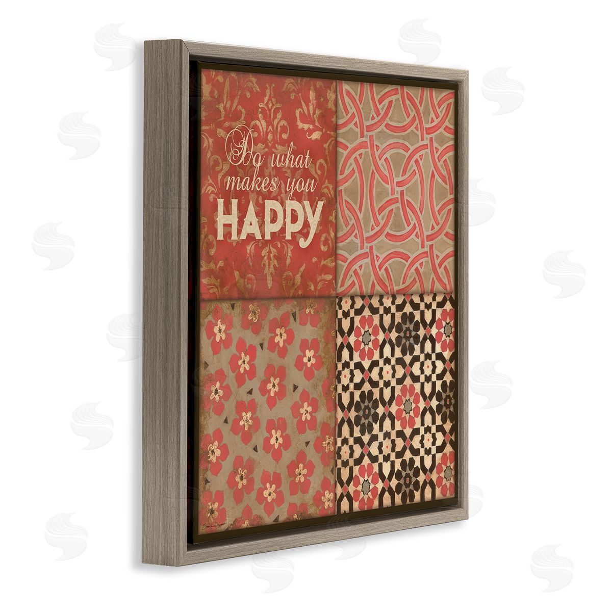 Stephanie Workman Marrott Do What Makes You Happy Vintage Red Patterns Brown Floating Frame Canvas Wall Art Print