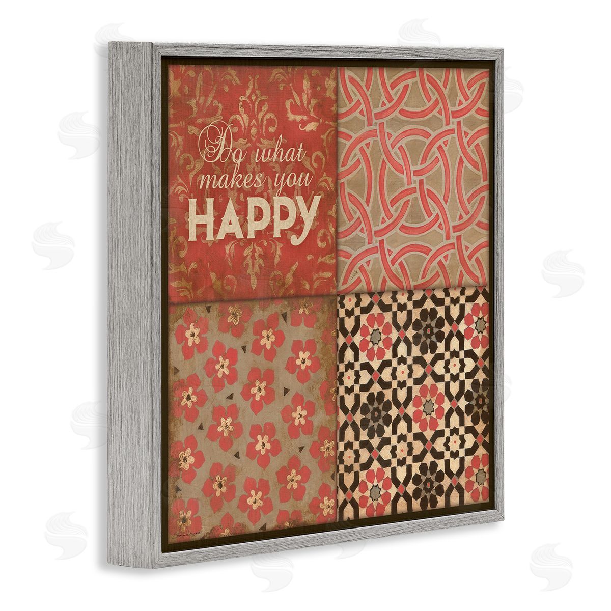 Stephanie Workman Marrott Do What Makes You Happy Vintage Red Patterns Gray Framed Glicee Wall Art Print